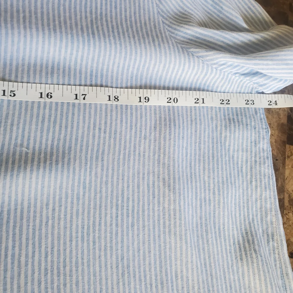 Liz Claiborne Womens Popover Top Size L Blue Stripe Nautical Coastal Beachy Boho
